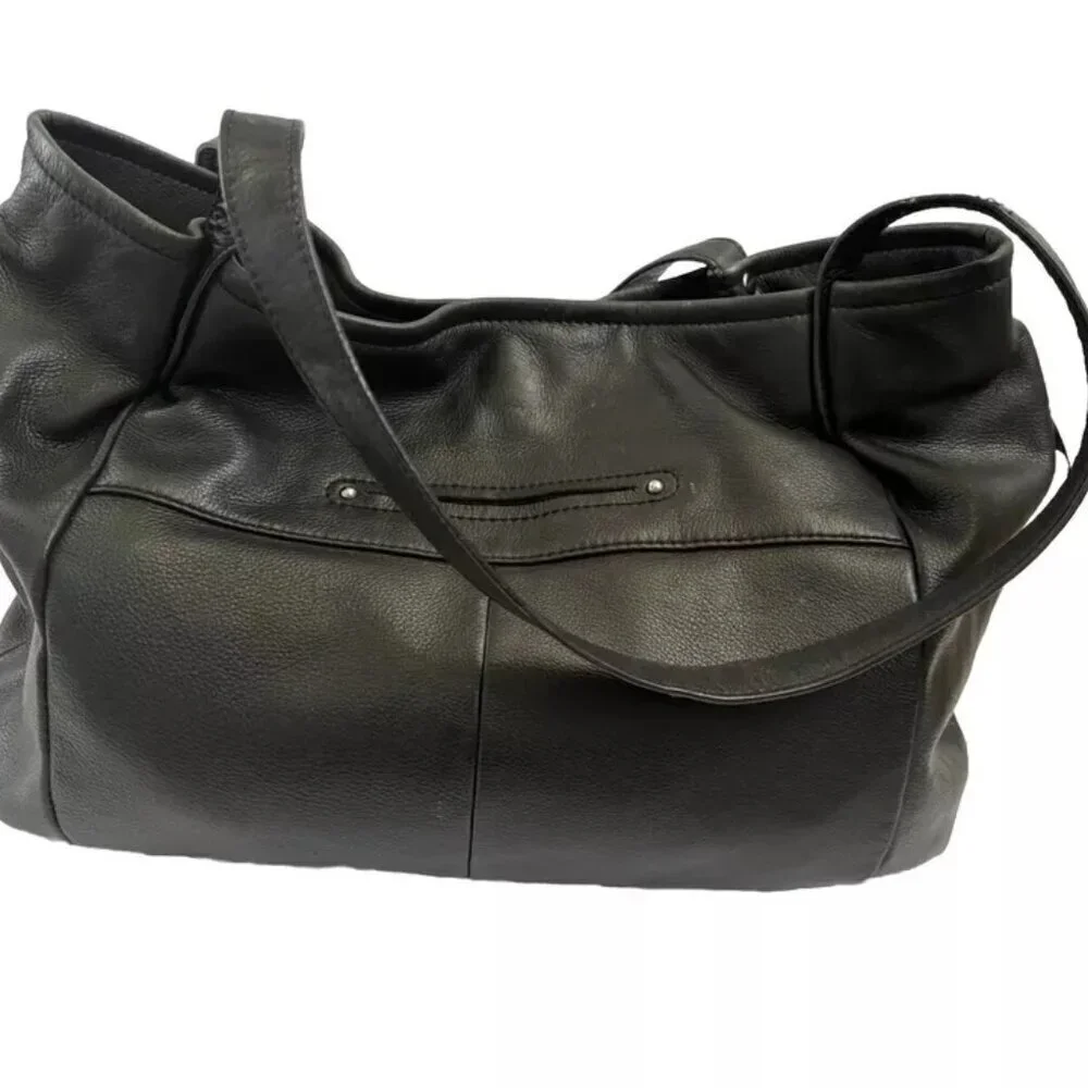 B Makowsky Handbag Satchel Genuine Leather Black Hobo Shoulder Bag Large